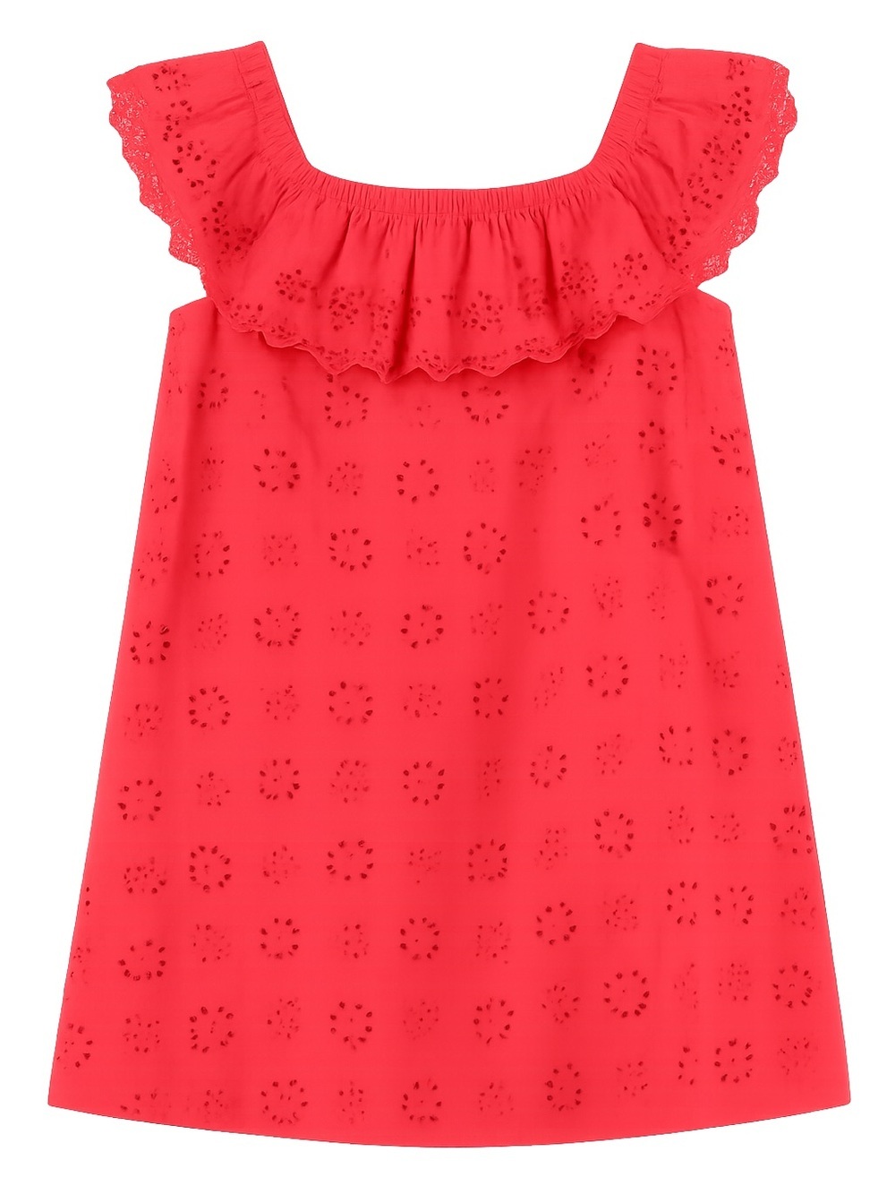 Tommy Bahama Coral Red Eyelet Ruffle Dress - Picture 3 of 10